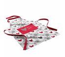 Tablier 1 Poche Plumette - Coton - Gris Et Rouge