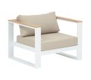 Fauteuil De Salon De Jardin En Aluminium Et Accoudoirs Acacia Emperia - Blanc