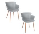 Lot De 2 Fauteuils Coque Lorens En Polypropylène Et Métal - Gris Et Marron