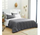 Pack Complet 6 Pièces Anthracite/blanc Housse De Couette Pour Lit 160 X 200 Cm 100% Coton