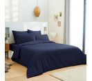 Pack Complet 6 Pièces Bleu Marine Housse De Couette Pour Lit 140 X 190 Cm 100% Coton / 57 Fils/cm²