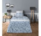 Parure De Couette Pour Lit 90 X 190 Cm Liberty Bleu 100% Coton / 57 Fils/cm²