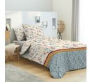 Pack Complet Housse De Couette Réversible Pour Lit 90 X 190 Cm Nature Bleu