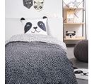 Parure De Couette 140 X 200 "funny Panda" Réversible 100% Coton / 57 Fils/cm²