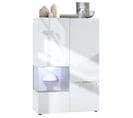 Vitrine Blanc Mat Et Brillant Insertion Béton  (lxhxp) : 91,5 X 136,5 X 37 Cm + LED Blanc