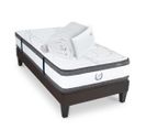 Ensemble Matelas Signature Ressorts Ensachés Accueil Mémoire + Sommier Gris+accessoires -90 X 190 Cm