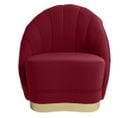 Betty - Fauteuil En Velours Bordeaux, Base Cerclage Doré Effet Laiton