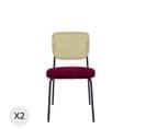 Juna - Lot De 2 Chaises En Rotin Et Velours Bordeaux