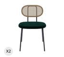 Gabrielle - Lot De 2 Chaises En Rotin Et Velours Vert