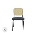 Juna - Lot De 2 Chaises En Rotin Et Velours Noir