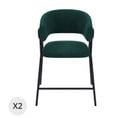 Bonnie - Lot De 2 Tabourets De Bar Avec Dossier, Velours Vert