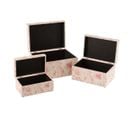 Set De 3 Boites à Motifs Roses Mdf Blanc/rose - L 35 X L 25 X H 20 Cm