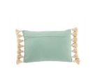 Coussin Rectangle Pompon Coton Polyester Bleu - L 35 X L 50 X H 10 Cm