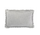 Coussin Frange Coton Velours Bleu - L 35 X L 55 X H 10 Cm