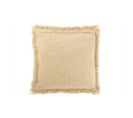 Coussin Frange Coton Velours Beige - L 45 X L 45 X H 10 Cm