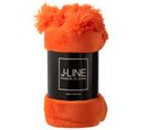 Plaid Pompon Polyester Orange Vif - L 170 X L 130 X H 1 Cm