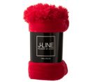 Plaid Pompon Polyester Fuschia - L 170 X L 130 X H 1 Cm