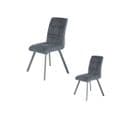 Duo De Chaises Matelassées Tissu/métal Gris - Helia