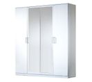 Armoire 4 Portes Battantes 2 Miroirs Laqué Blanc Brillant - Arezzo - L 182 X L 63 X H 210 Cm