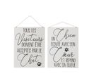 Pancarte Textes Anglais Chien Chat Metal Blanc/noir Assortiment De 2 - L 26,5 X L 0,5 X H 35 Cm