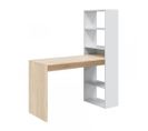 Bureau D'angles + 5 Niches Blanc/chêne - Polux - L 120 X L 53 X H 144 Cm