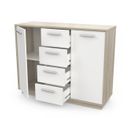 Buffet 2 Portes 4 Tiroirs Chêne/blanc - Ano - L 113 X L 37 X H 84 Cm