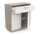 Buffet 2 Portes 1 Tiroir Chêne/blanc - Ano - L 78 X L 36 X H 84 Cm