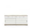 Buffet 3 Tiroirs 2 Portes Coulissantes Blanc/chêne - Pure - L 200 X L 45 X H 89 Cm