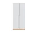 Armoire 2 Portes Battantes Blanc/chêne - Toza - L 90 X L 52 X H 200 Cm