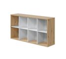 Bibliothèque 8 Caissons Blanc/chêne - Toza - L 136 X L 33 X H 72 Cm