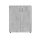 Armoire Basse 2 Portes Battantes Blanc/béton - Siminti - L 80 X L 37 X H 92 Cm