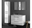 Meuble Sous Vasque 80 Cm + Vasque + Miroir + Colonne Blanc Brillant - Brabu