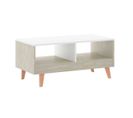 Table Basse 2 Niches Bois/blanc - Rora - L 90 X L 44 X H 40 Cm