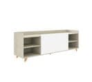 Meuble TV 2 Portes 4 Niches Bois/blanc - Rora - L 180 X L 44 X H 53 Cm