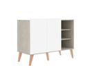 Buffet 2 Portes 3 Niches Bois/blanc - Rora - L 104 X L 46 X H 79 Cm