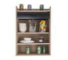 Meuble De Rangement De Cuisine à Rideau Coulissant Noir/bois - Kule - L 54 X L 36 X H 77 Cm