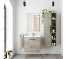 Meuble Sous Vasque 60 Cm + Vasque + Miroir + Colonne Chêne - Brabu