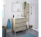 Meuble Vasque + Vasque 80 Cm + Colonne 2 Portes Chêne + Miroir - Tadako