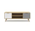 Meuble TV 2 Porte 2 Niches Bois/blanc/gris - Fael