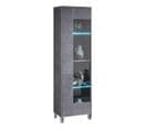 Vitrine 1 Porte Marbre Gris Brillant à LEDs - Carrare - L 52 X L 47 X H 191 Cm