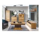 Buffet 2 Portes Battantes 2 Tiroirs Chêne à LED - Bielsko - L 91,5 X L 40 X H 86 Cm