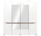 Armoire 4 Portes Battantes Blanc/chêne à LED - Oniel - L 198 X L 56 X H 201 Cm