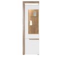 Vitrine Gauche 2 Portes Blanc/chêne à LED - Kiele - L 60 X L 39 X H 195.5 Cm