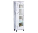 Vitrine 1 Porte Marbre Blanc Brillant à LEDs - Carrare - L 52 X L 47 X H 191 Cm