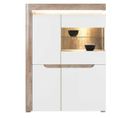 Vaisselier 4 Portes Blanc/chêne à LED - Kiele - L 100 X L 39 X H 134.5 Cm