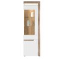 Vitrine Droite 2 Portes Blanc/chêne à LED - Kiele - L 60 X L 39 X H 195.5 Cm