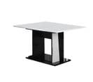 Table De Repas à Allonge Laque Blanc Et Noir Brillant - Lasina - L 140/180 X L 90 X H 76 Cm