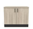 Meuble Bas De Cuisine 100 Cm 2 Portes Battantes Noir/chêne - Abinci - L 100 X L 60 X H 85 Cm