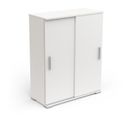 Buffet 2 Portes Coulissantes Blanc Mat - Zily - L 80 X L 35 X H 101 Cm