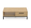 Table Basse 1 Niche 1 Tiroir Chêne/noir - Doron - L 110 X L 50 X H 37 Cm